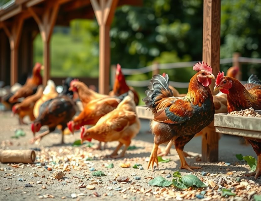 Chickens feeding naturally