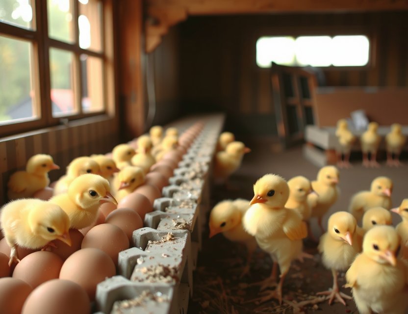 Chicks in hatchery at Solana Farms
